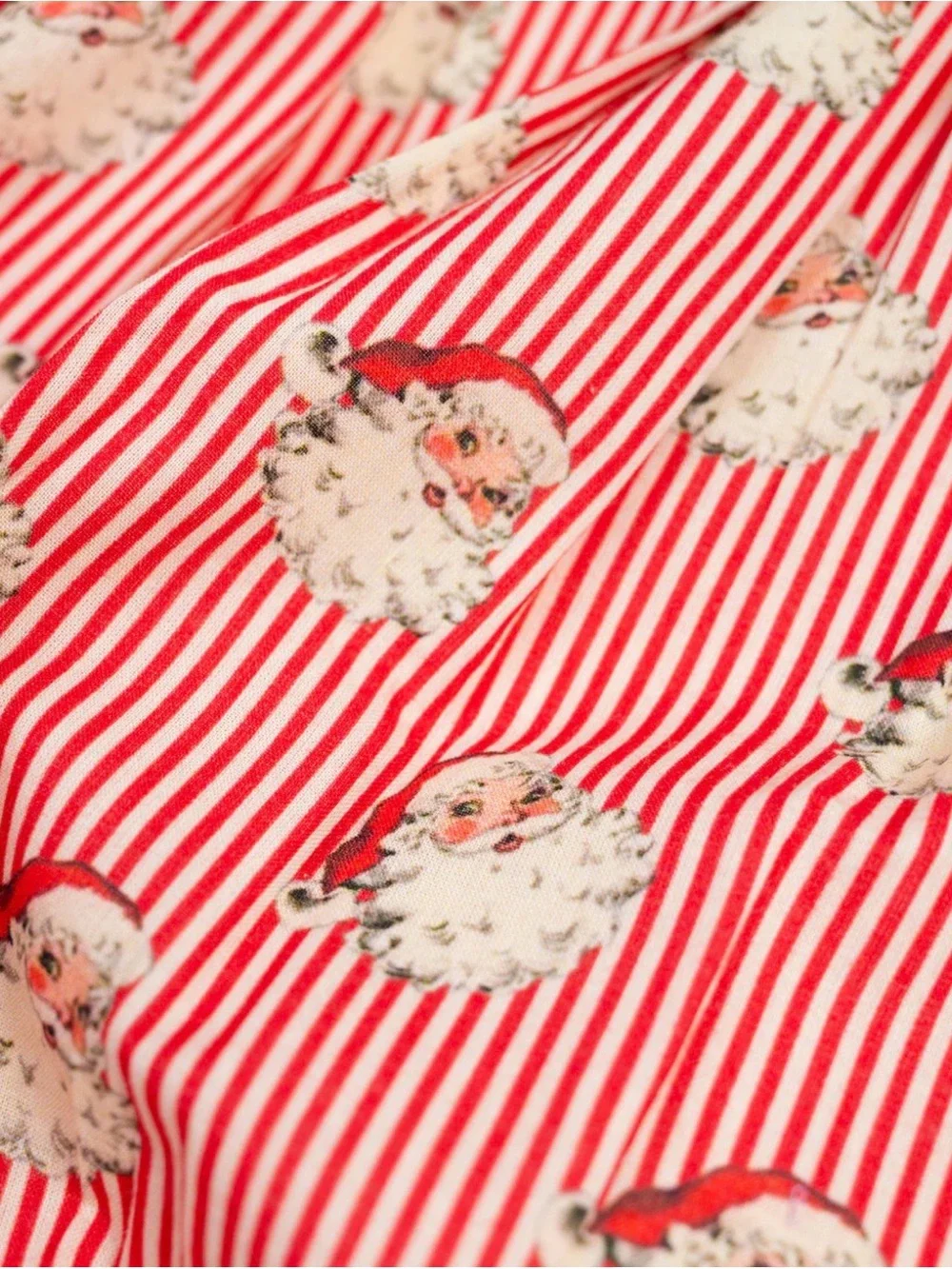 SMOCKINGBIRD Red Striped Vintage Santa Button Down Pajama Set - 6